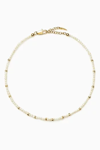 Micro Pearl Beaded Anklet in 18kt Recycled Gold-Plated Brass