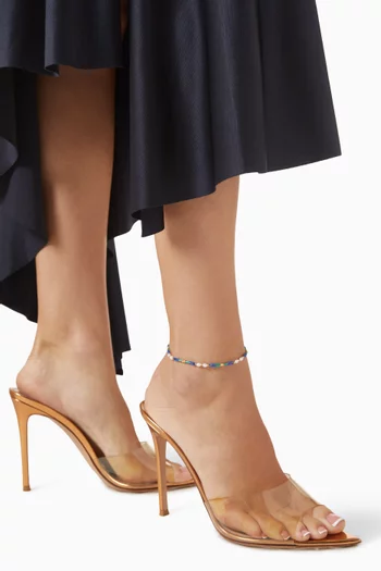 Beaded Gemstone & Pearl Anklet 18kt Gold-plated Brass