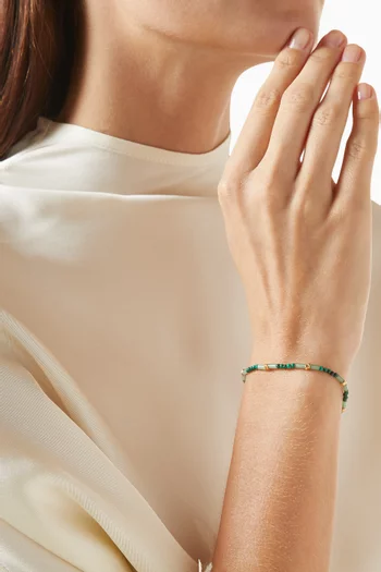 Beaded Gemstone Bracelet in 18kt Gold-plated Brass