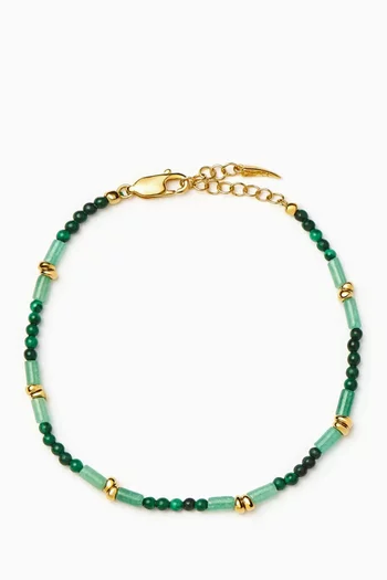 Beaded Gemstone Bracelet in 18kt Gold-plated Brass