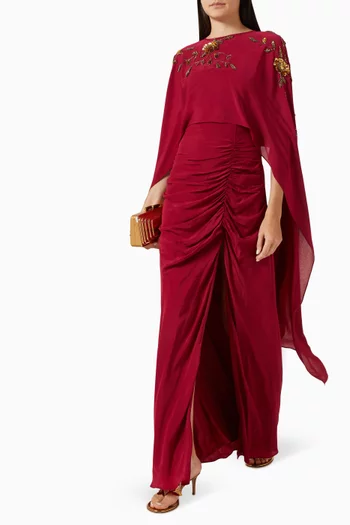 Ravina Embellished Cape Gown