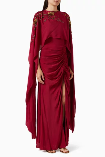 Ravina Embellished Cape Gown