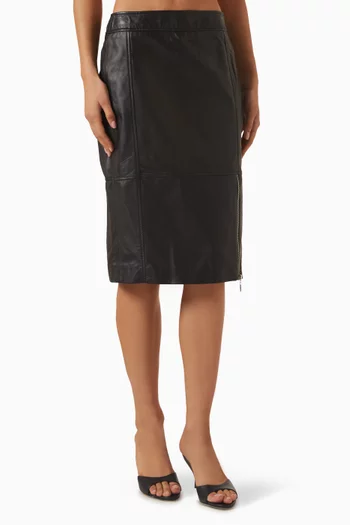 Studio Theatre Midi Skirt in Leather