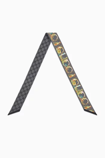 Floral-print Ribbon in Silk-twill