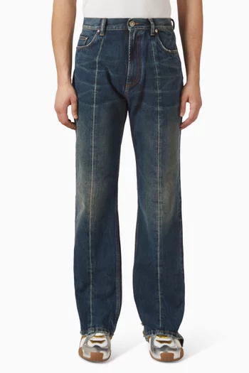 Distressed Straight-leg Jeans in Denim