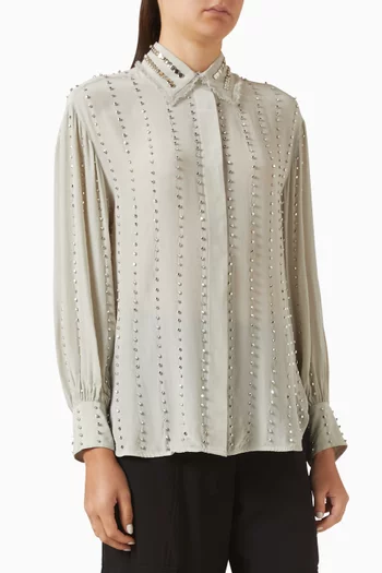 Caitlin Rhinestone-embellished Shirt in Crepe