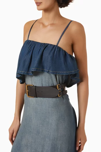 Belt with Straps in Smooth Leather