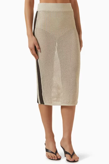 Striped Midi Skirt in Knit