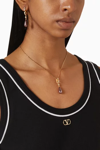 VLogo Signature Swarovski® Necklace in Gold-tone Brass