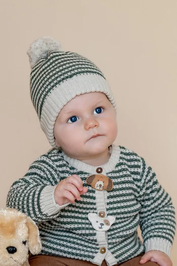 Otto Stripe Organic Knitted Beanie in Cotton-belnd