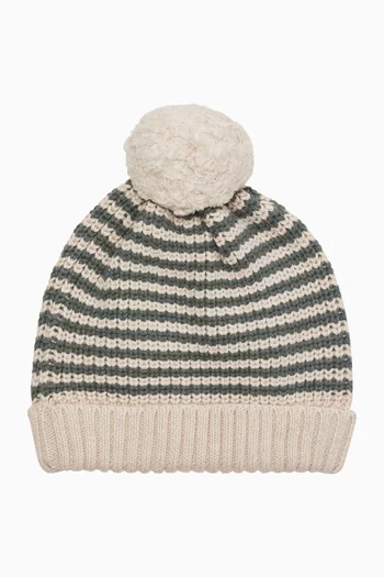 Otto Stripe Organic Knitted Beanie in Cotton-belnd