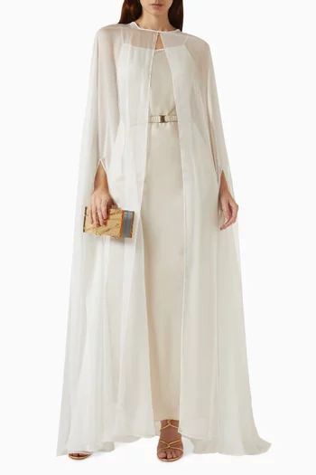 Cacao Cape Dress in Chiffon & Mulberry Silk