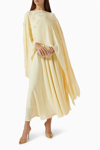 Embellished Dress & Cape Set in Chiffon