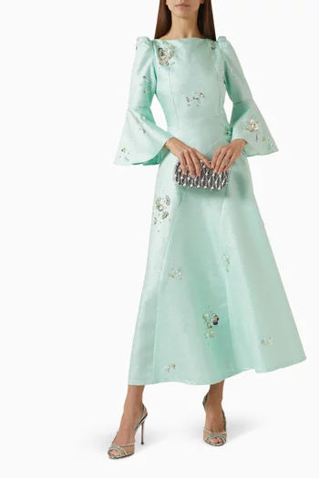 Embellished Brocade Dress