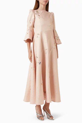 Embellished Brocade Dress