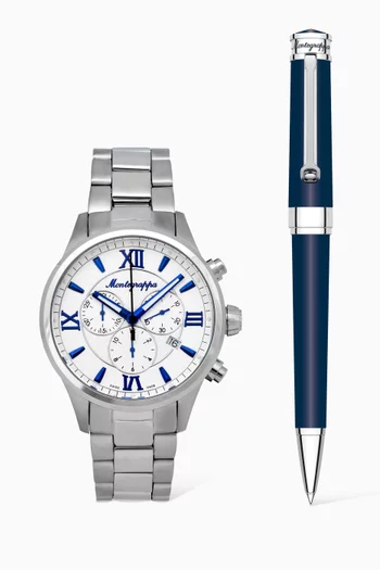 Fortuna Chronograph Watch & Parola Ballpoint Pen Set