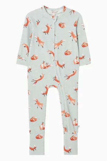 Baby Boy Mr Fox Organic Zipsuit in Stretch Cotton