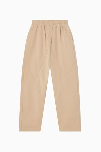Straight Pull-on Trousers in Cotton Twill