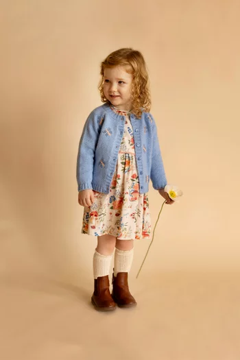 Baby Girl Wild Garden Hand Embroidered Cardigan in Cotton-blend
