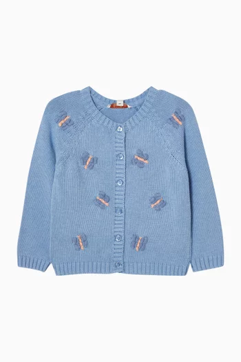 Baby Girl Wild Garden Hand Embroidered Cardigan in Cotton-blend
