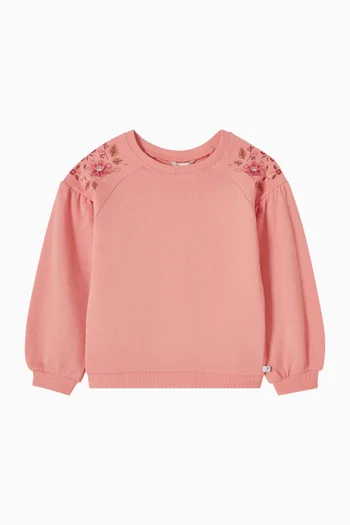 Junior Girl Wild Garden Embroidered Sweatshirt in Cotton