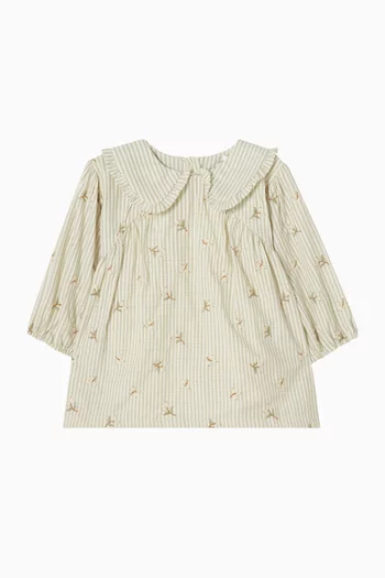 Baby Girl Orchard Bloom Embroidered Stripe Overlay Dress in Cotton
