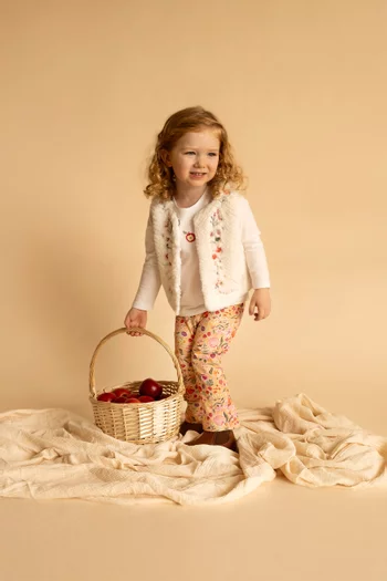 Junior Girl Orchard Bloom Embroidered Vest in  Faux Fur