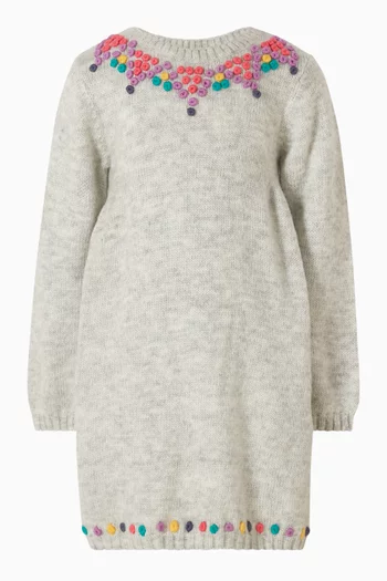 Junior Girl Winter Vacay Hand Embroidered Knitted Dress
