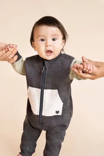 Baby Boy Outback Adventure Zip Romper in Cotton