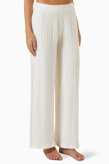 Pointelle Sweater Straight Leg Pants