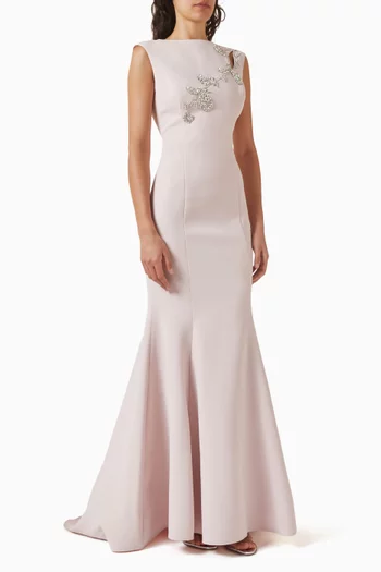 Leaf Embellished Maxi Dress