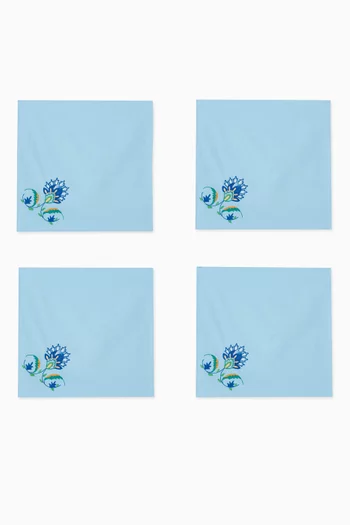 Flor Arabe Embroidered Napkins in Linen, Set of 4