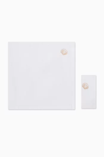 Shell Embroidered Napkins in Linen