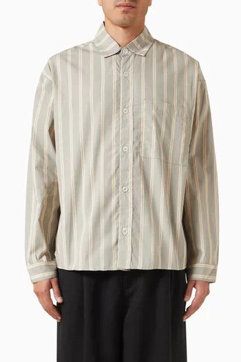 Striped Box Dress Shirt in Cotton-poplin