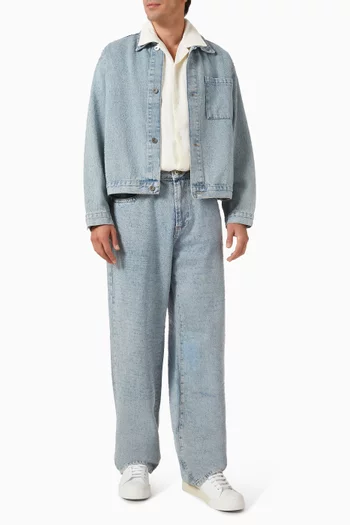 Twisted Weave Wide-leg Jeans in Denim
