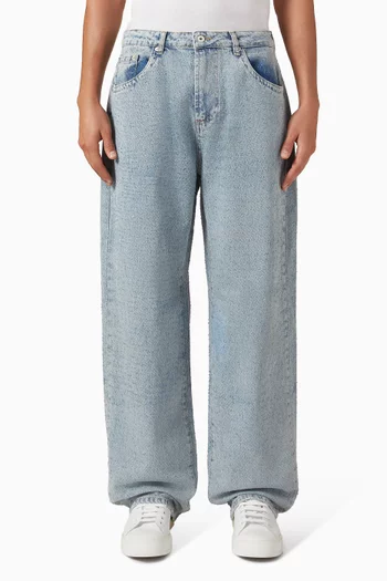 Twisted Weave Wide-leg Jeans in Denim