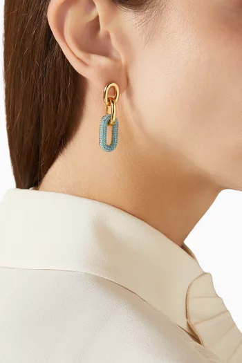 Sirene Pave Link Drop Earrings in Gold-plated Brass