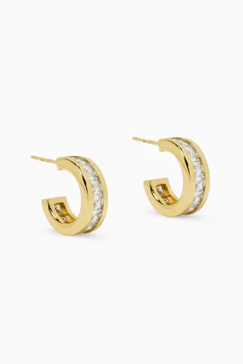 Glowy Hoop Crystal Earrings in Gold-plated Brass