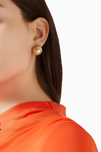 Soulfull Pearl Stud Earrings in Gold-plated Brass