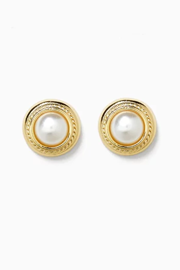Soulfull Pearl Stud Earrings in Gold-plated Brass