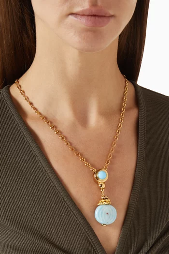 Calista Pendant Stone Necklace in Gold-plated Brass