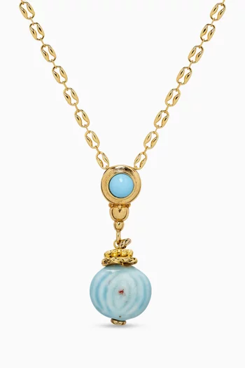 Calista Pendant Stone Necklace in Gold-plated Brass