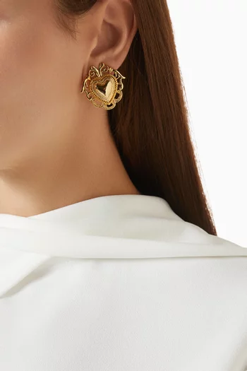 Corazone Heart Clip-on Earrings in Gold-plated Brass