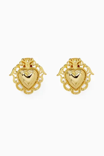 Corazone Heart Clip-on Earrings in Gold-plated Brass
