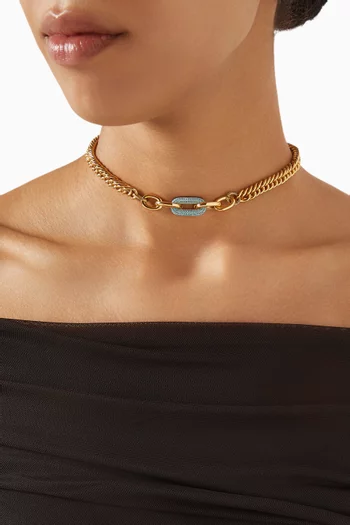 Mirava Pave Charm Necklace in Gold-plated Brass