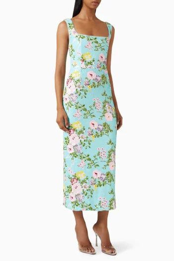 Emmeline Floral-sequin Midi Dress