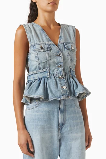 Peplum Vest in Denim