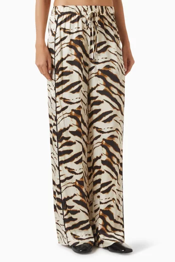 Zebra-print Pants in Satin