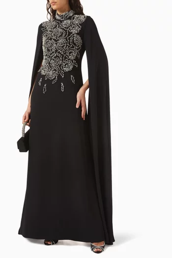 Calista Cape Gown in Crepe