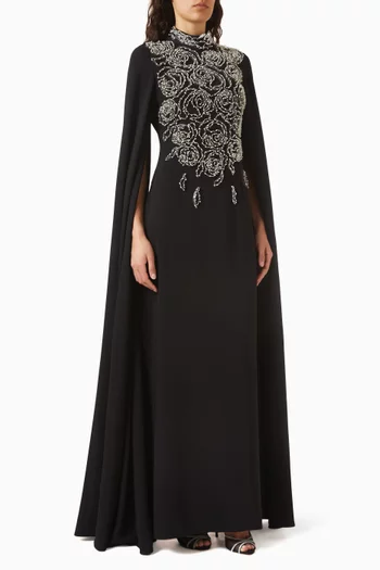 Calista Cape Gown in Crepe